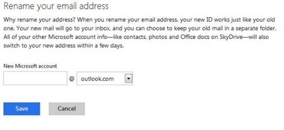 Renommer Hotmail et l'adresse e-mail en direct dans Outlook.com Step4