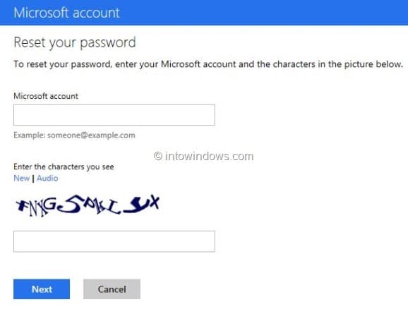 Récupérer le mot de passe Outlook.com Step2