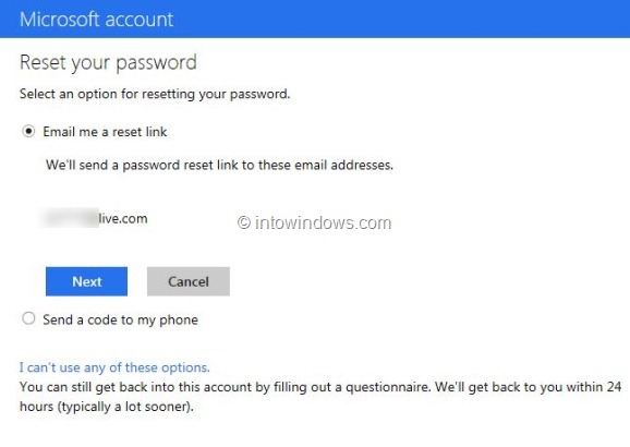 Récupérer le mot de passe Outlook.com Step3