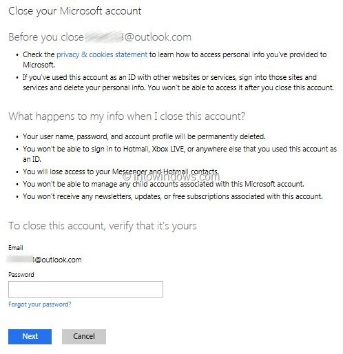 Supprimer ou fermer le compte Outlook.com Step3