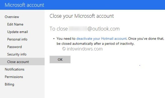Supprimer ou fermer le compte Outlook.com Step4
