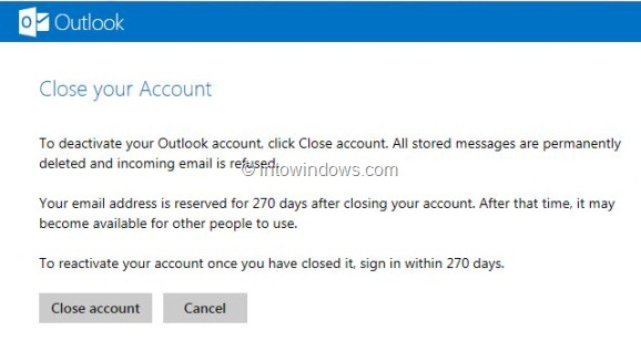 Supprimer ou fermer le compte Outlook.com Step5