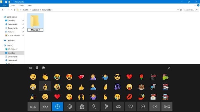 utiliser des fichiers emoji et des noms de dossier dans Windows 10 pic1