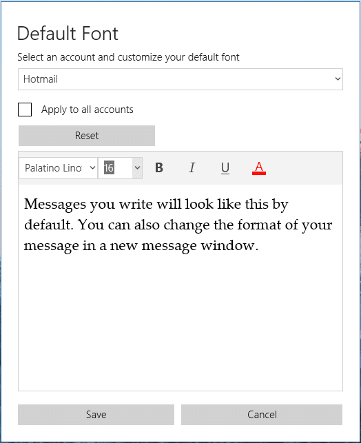changer la police par défaut dans l'application Mail dans Windows 10 pic1