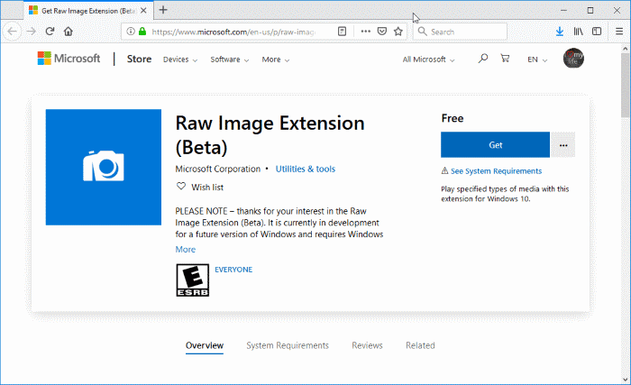 ouvrir les images RAW dans Windows 10 pic1