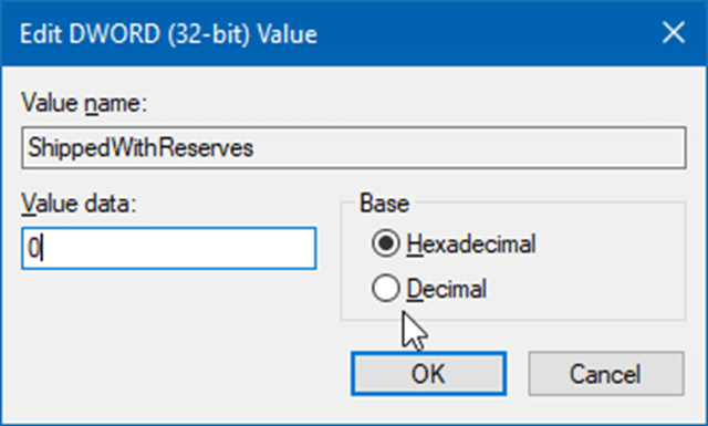 activer ou désactiver le stockage réservé dans Windows 10 pic2