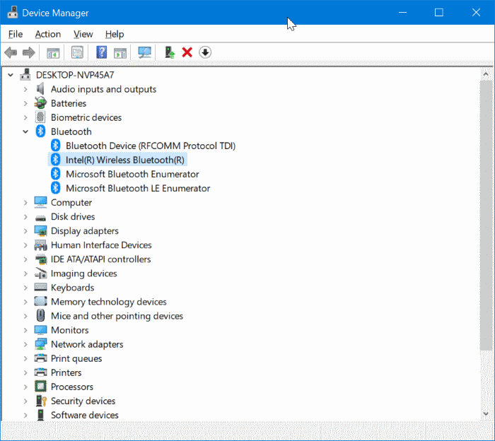 désinstaller ou réinstaller le pilote Bluetooth dans Windows 10 pic1