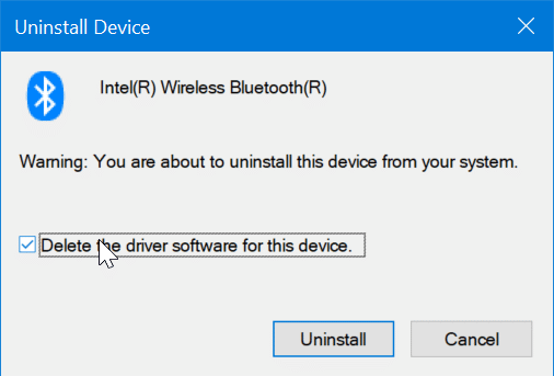 désinstaller ou réinstaller le pilote Bluetooth dans Windows 10 pic3