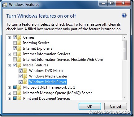 Réinstaller Windows Media Player 1