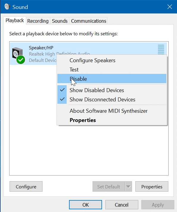 désactiver le haut-parleur de l'ordinateur portable dans windows 10 pic2