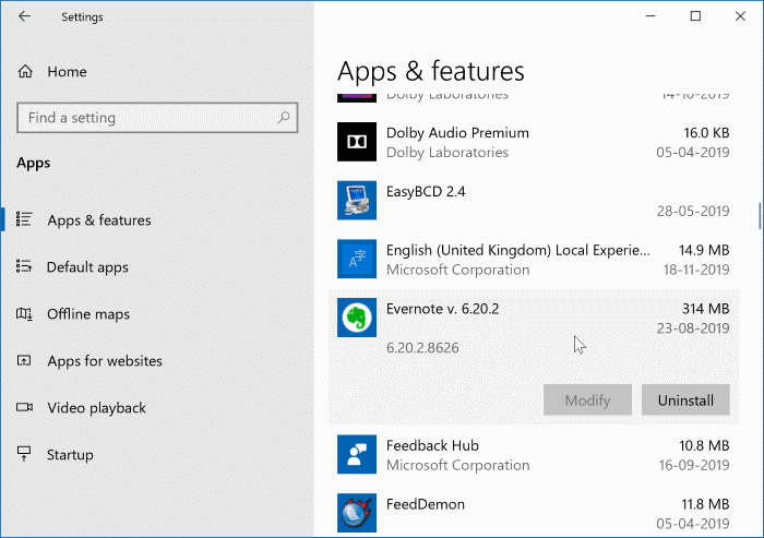 vérifier le numéro de version des applications et des programmes dans Windows 10 pic1