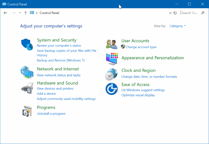 7 facons douvrir le panneau de configuration dans Windows 10