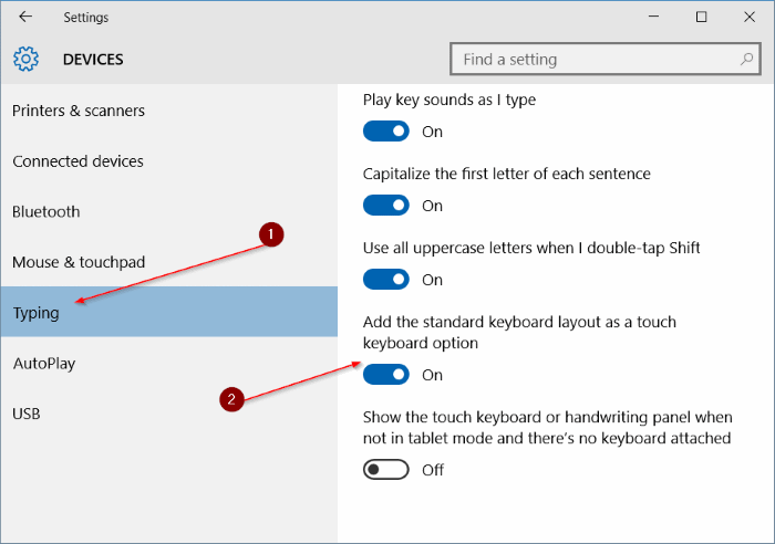 activer la disposition complète du clavier standard dans le clavier tactile dans Windows 10 pic5