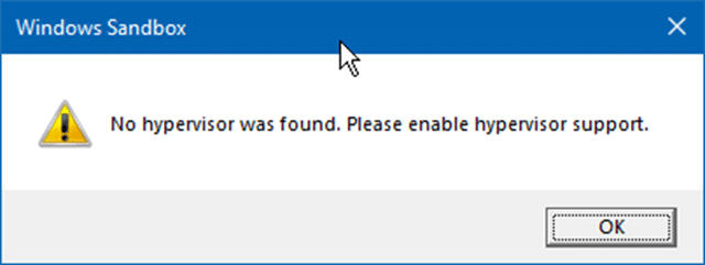 aucune erreur d'hyperviseur n'a été trouvée dans Windows 10