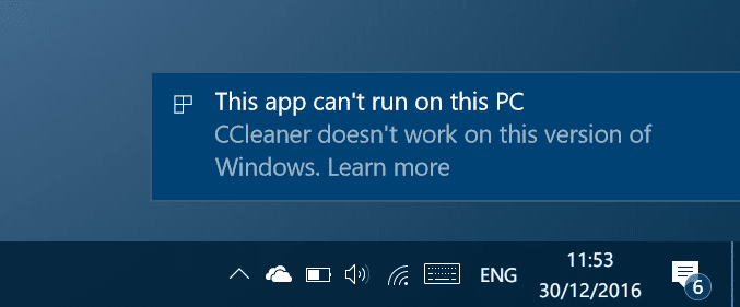 Cette application ne peut pas sexecuter sur cette erreur PC