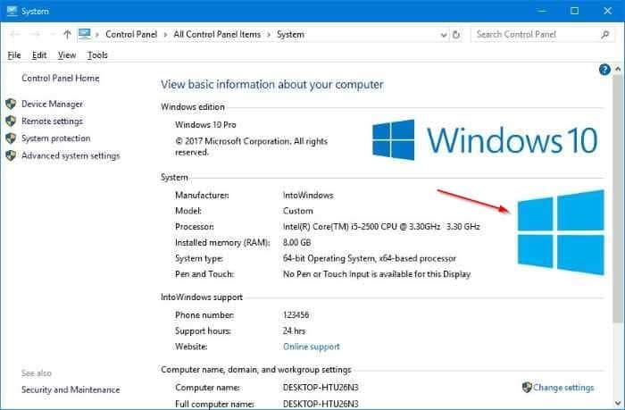 Change OEM logo and information in Windows 10 pic01