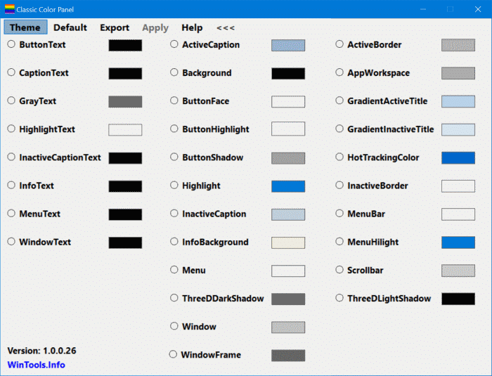 Changer la couleur de 32 elements dans Windows 10
