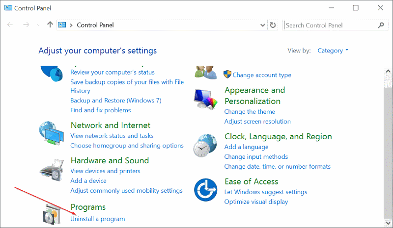 Activer ou désactiver les fonctionnalités dans Windows 10 étape 2