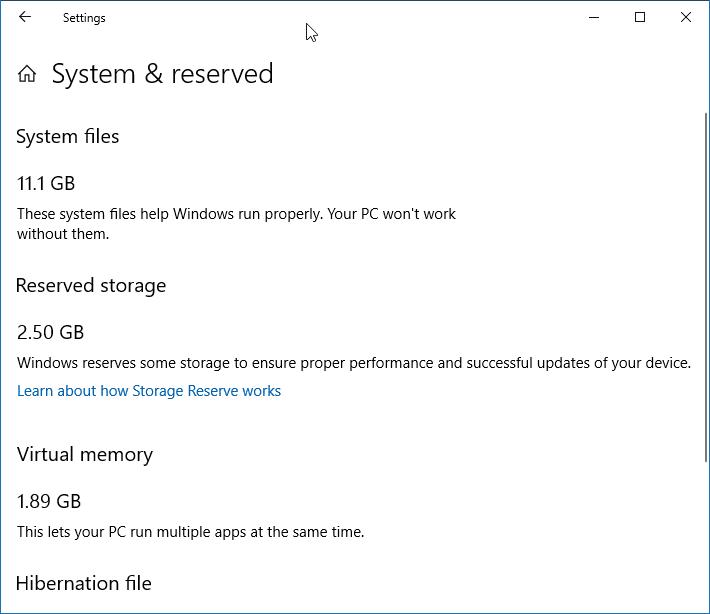 activer ou désactiver le stockage réservé dans Windows 10 pic01