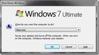 Option d'hibernation dans Windows 7