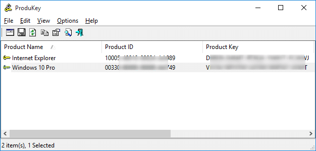 Afficher la clé de produit Windows 10 ProduKey