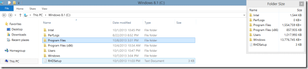 Taille du dossier dans l'Explorateur Windows 8.1