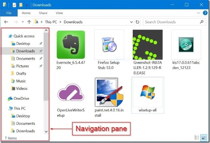 raccourcir ou masquer le panneau de navigation dans l'explorateur de fichiers Windows 10 pic2