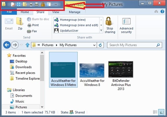 Ajouter des options à la barre d'outils d'accès rapide dans l'Explorateur Windows 8