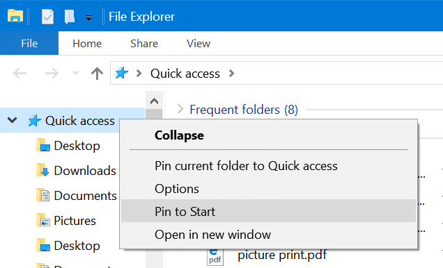 bloquer l'accès rapide à la barre des tâches dans Windows 10 pic1
