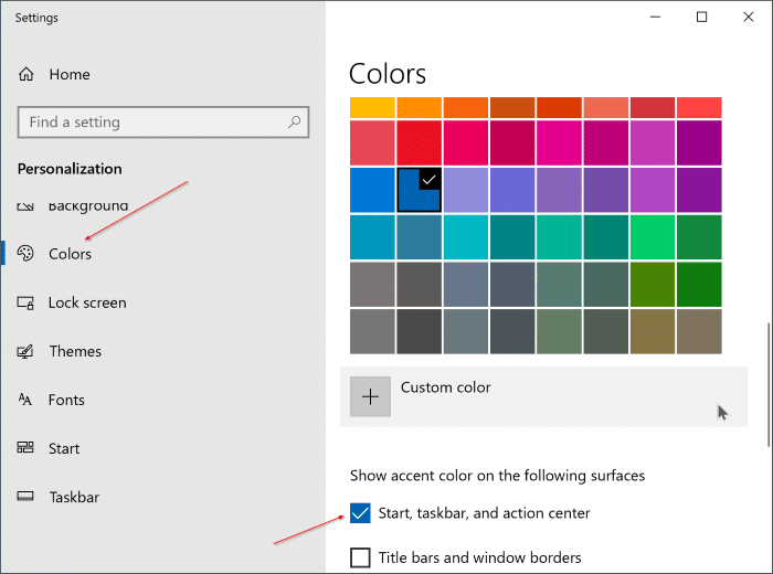 changer la couleur de la barre des tâches dans Windows 10 pic2