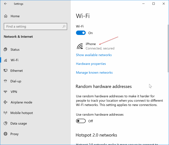 définir le réseau Wi-Fi comme connexion mesurée dans Windows 10 pic2