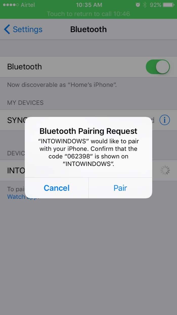 Associez l'iPhone à Windows 10 via Bluetooth pic4