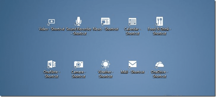 Créer des raccourcis de bureau d'application dans l'image Windows 102