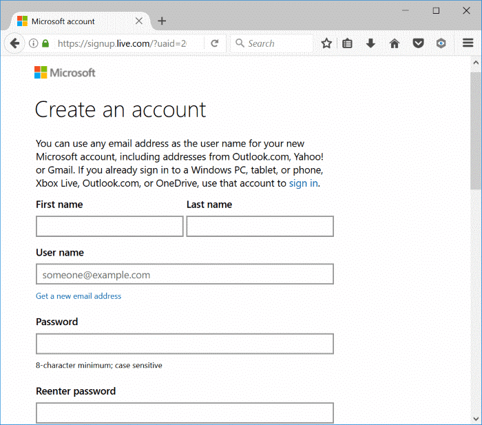 créer un compte Microsoft pour Windows 10 pic1