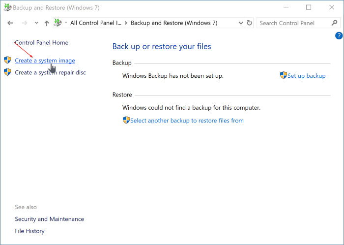 créer une sauvegarde d'image système dans Windows 10 pic2