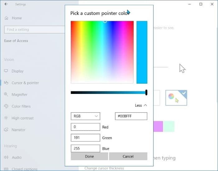 définir une couleur personnalisée pour le pointeur de la souris dans Windows 10 pic3