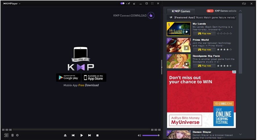 Désactiver les jeux et les publicités KMPlayer