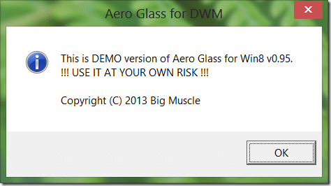 Désactiver ou masquer ceci est la version de démonstration d'Aero Glass picture1