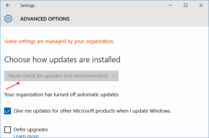Désactiver les mises à jour automatiques de Windows dans Windows 10 à l'aide du registre