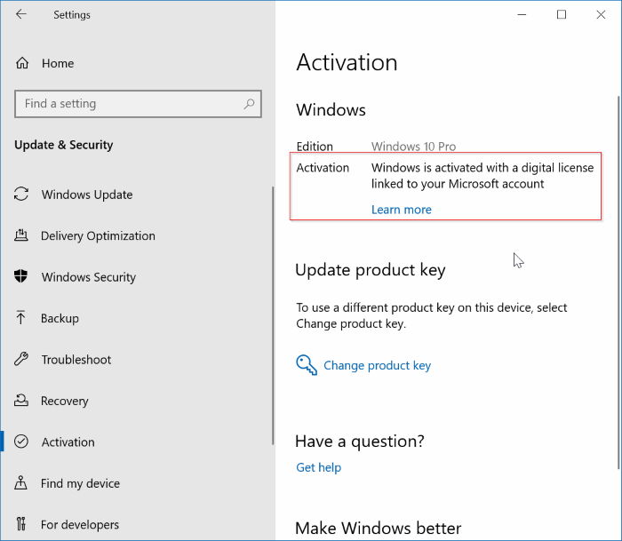 dissocier la licence Windows 10 du compte Microsoft pic1