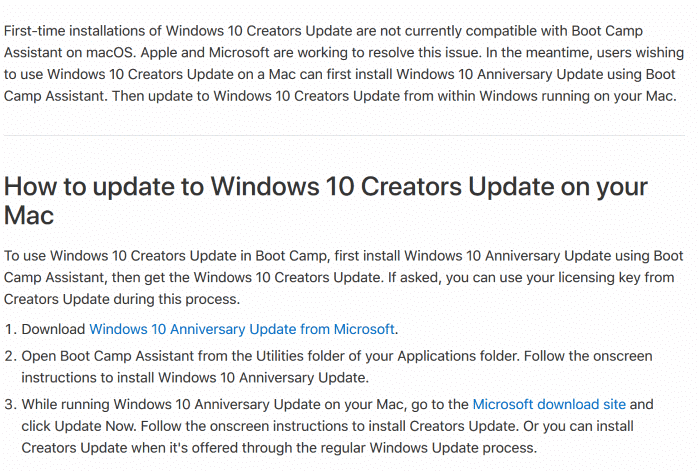 installer la mise à jour des créateurs de Windows 10 sur mac1