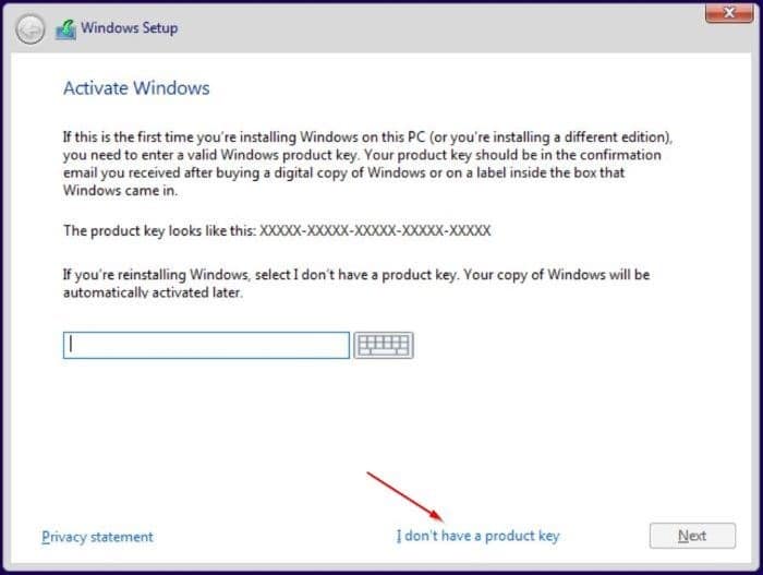 installer Windows 10 sans entrer de clé de produit