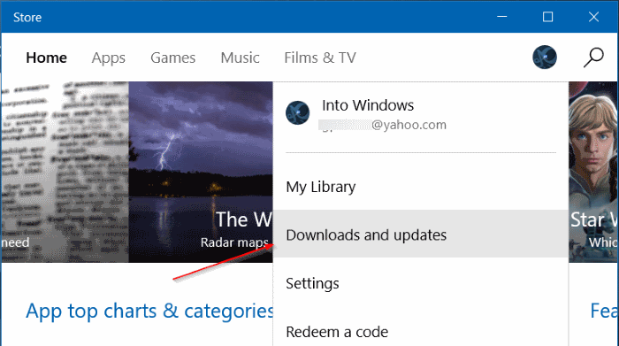 Mettre à jour manuellement les applications installées à partir du Store dans Windows 10 Étape 2