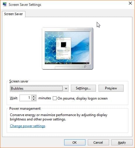 Ouvrez les paramètres de l'économiseur d'écran dans l'image Windows 10 3