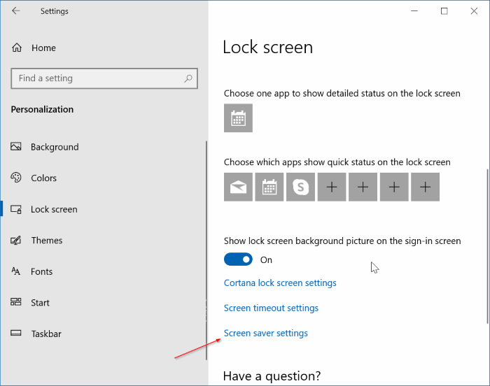 ouvrir les paramètres de l'économiseur d'écran dans Windows 10 pic4
