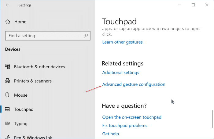 Personnaliser les actions gestuelles du pavé tactile dans Windows 10 (2)