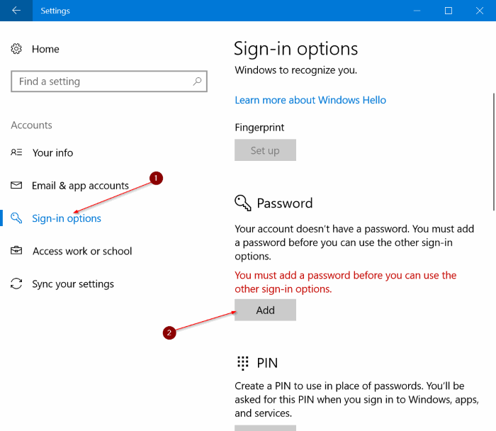 mot de passe protéger Windows 10 PC pic1
