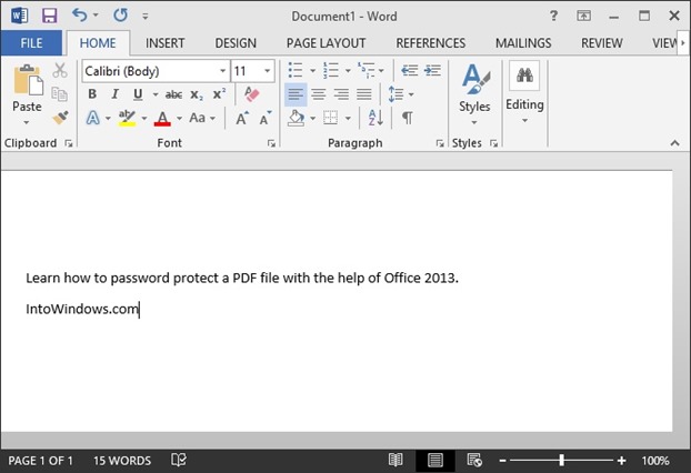 Mot de passe protéger le fichier PDF à l'aide d'Office 2013