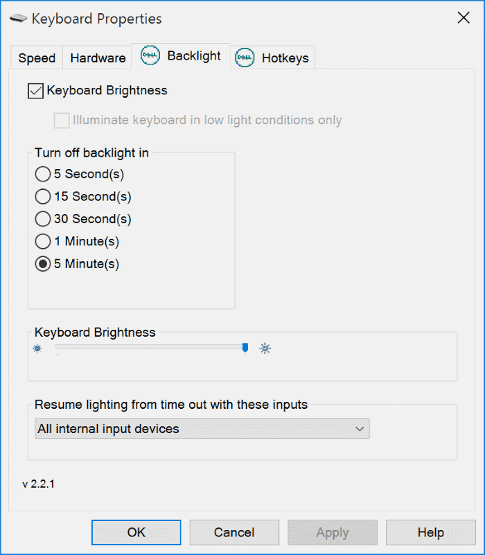 régler la luminosité du clavier rétroéclairé dans Windows 10 pic1