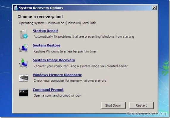 réparer Windows 7 à partir du lecteur flash USB
